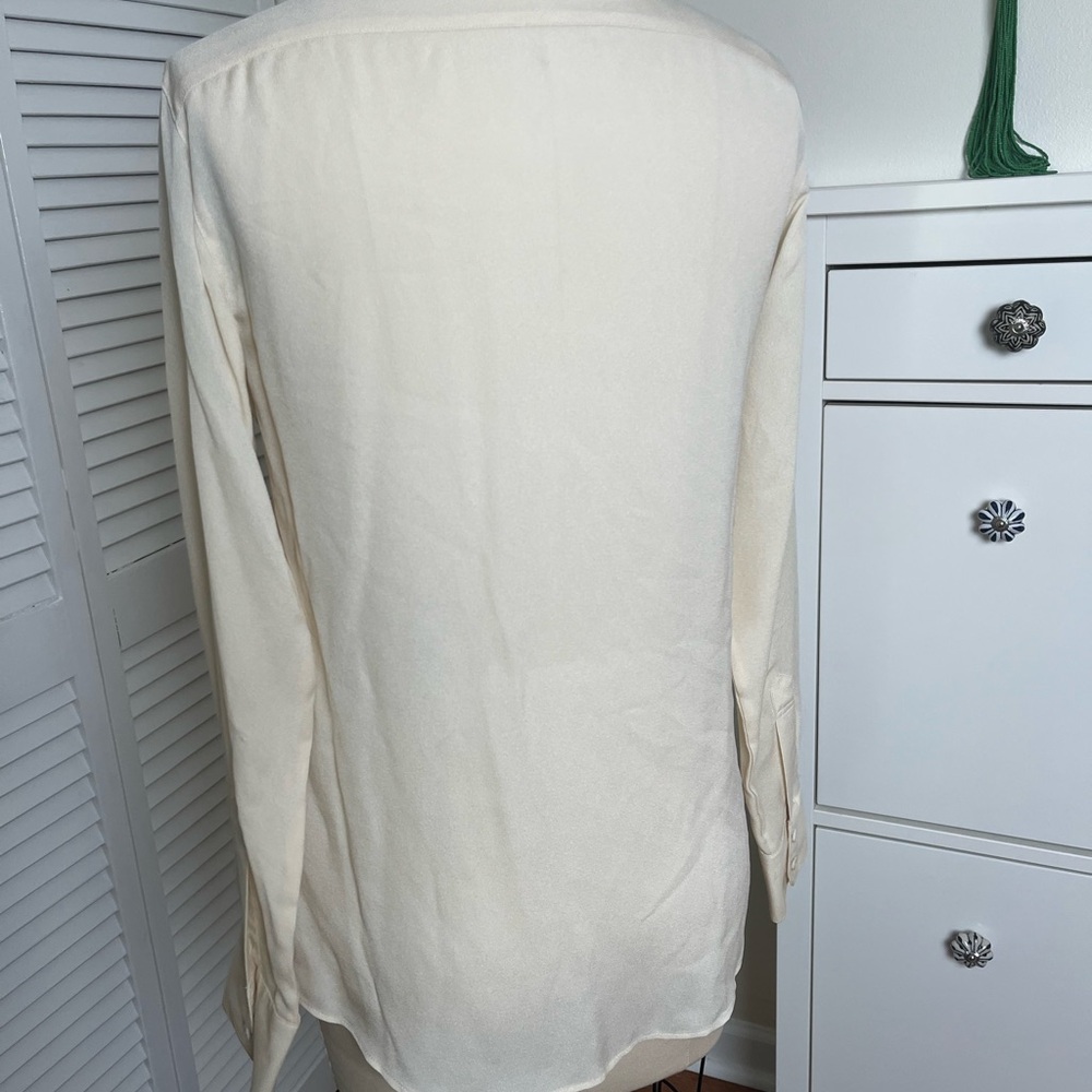 Cream Ruffle Silk Blouse - Picture 3 of 4